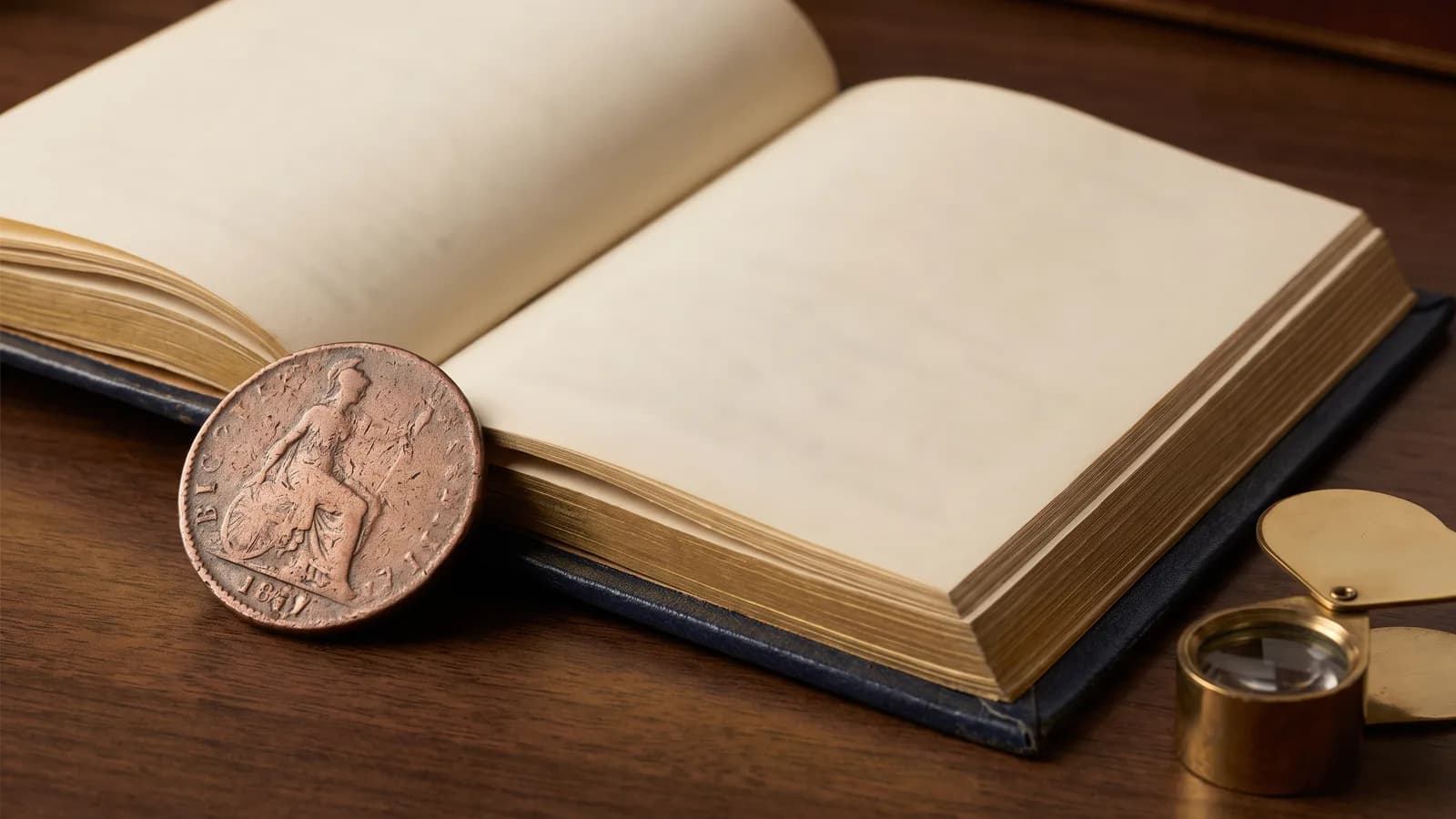 A large token beside an open reference volume