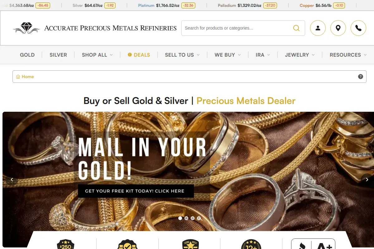 Accurate Precious Metals Coins, Jewelry & Diamonds website