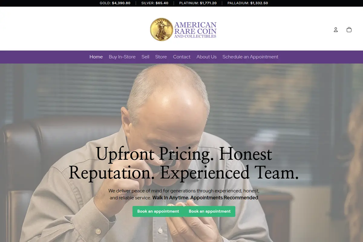 American Rare Coin & Collectibles website
