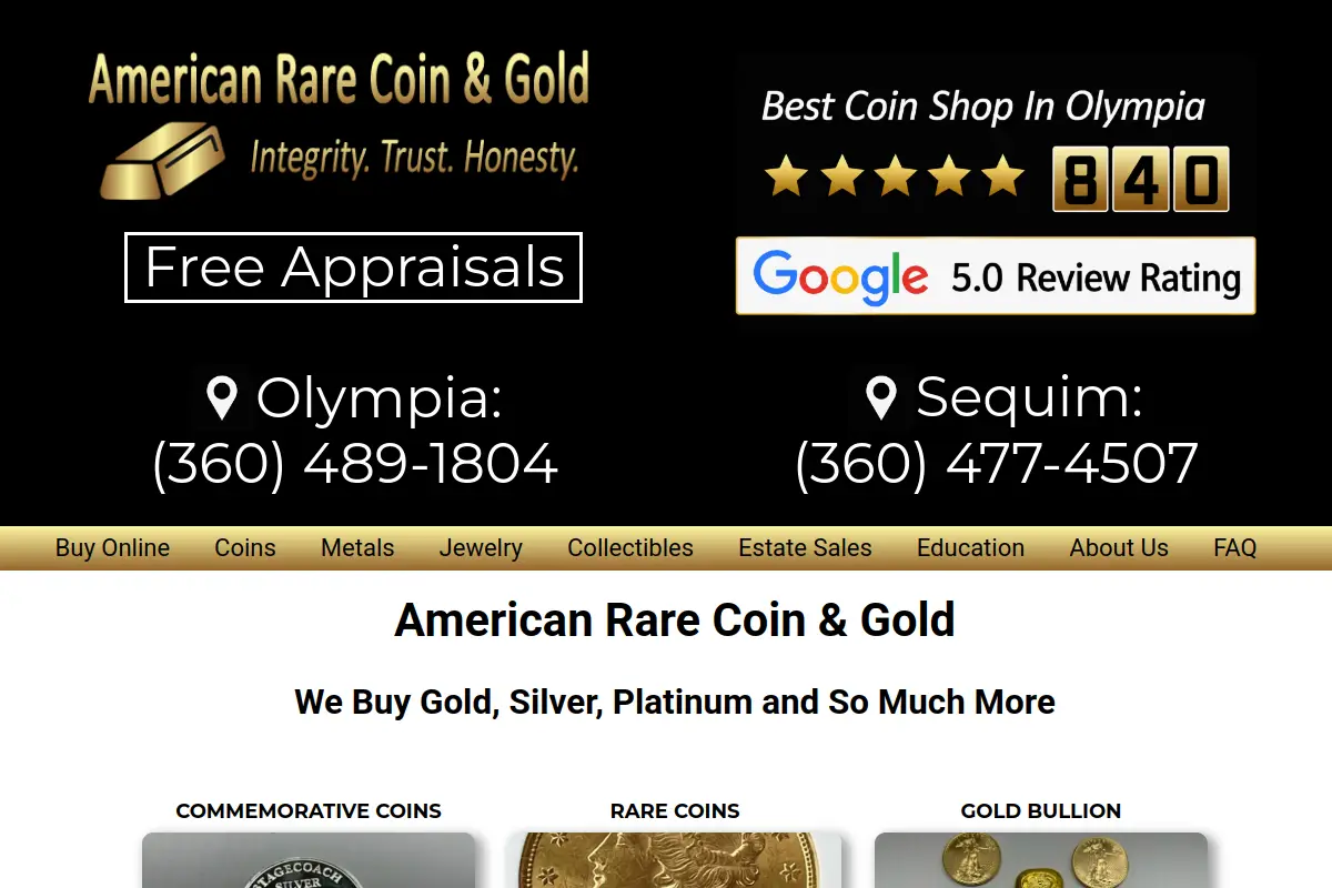 American Rare Coin, Gold & Jewelry website