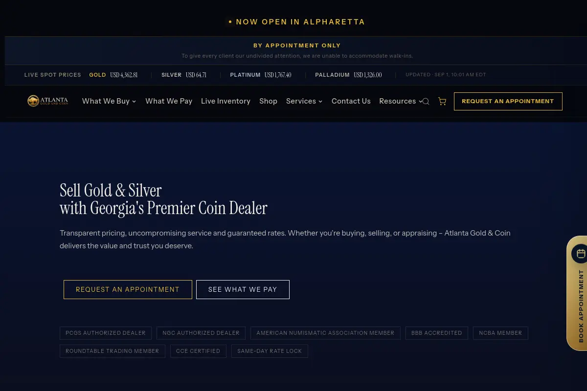 Atlanta Gold & Coin website