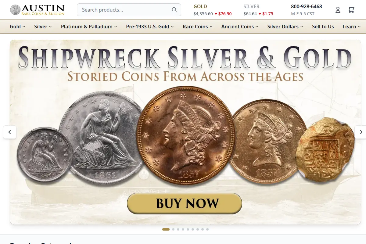 Austin Rare Coins and Bullion website