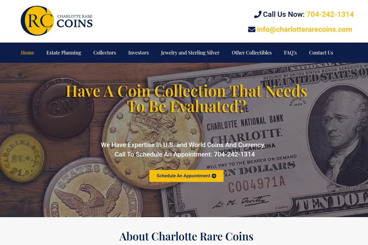 Charlotte Rare Coins website