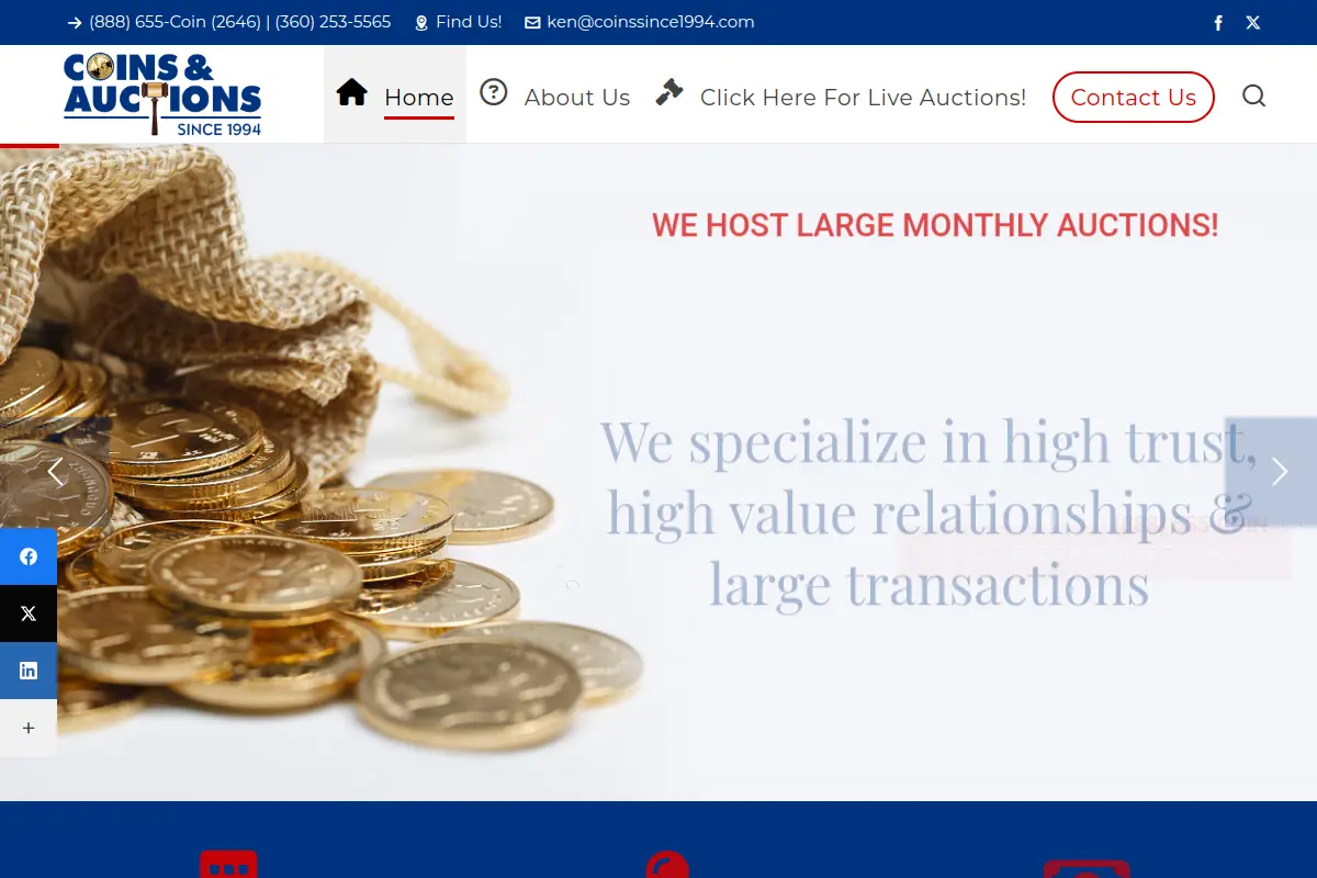 Coins & Auctions Since 1994 website