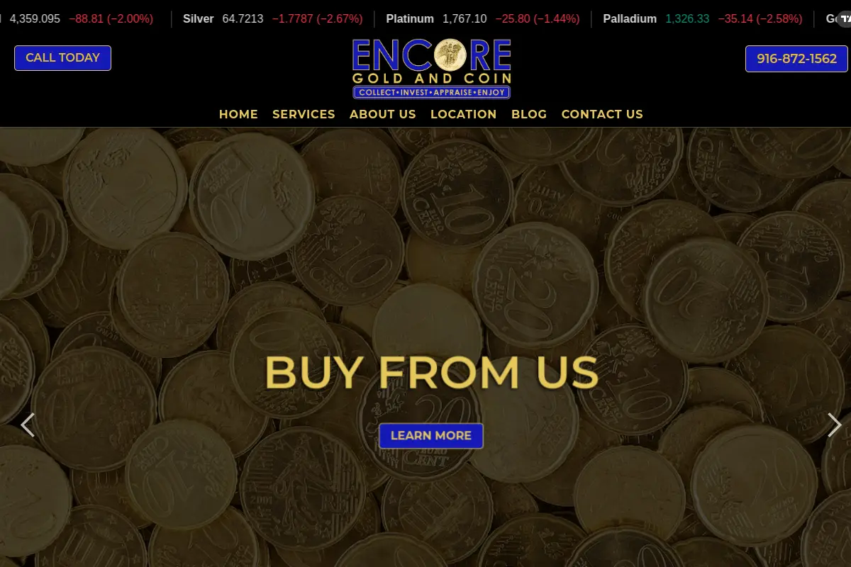 Encore Gold and Coin website