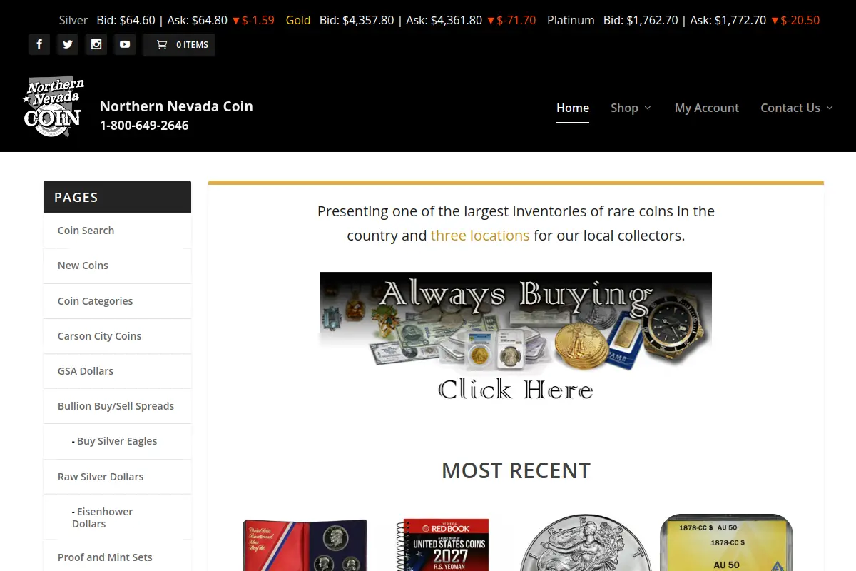 Northern Nevada Coin website