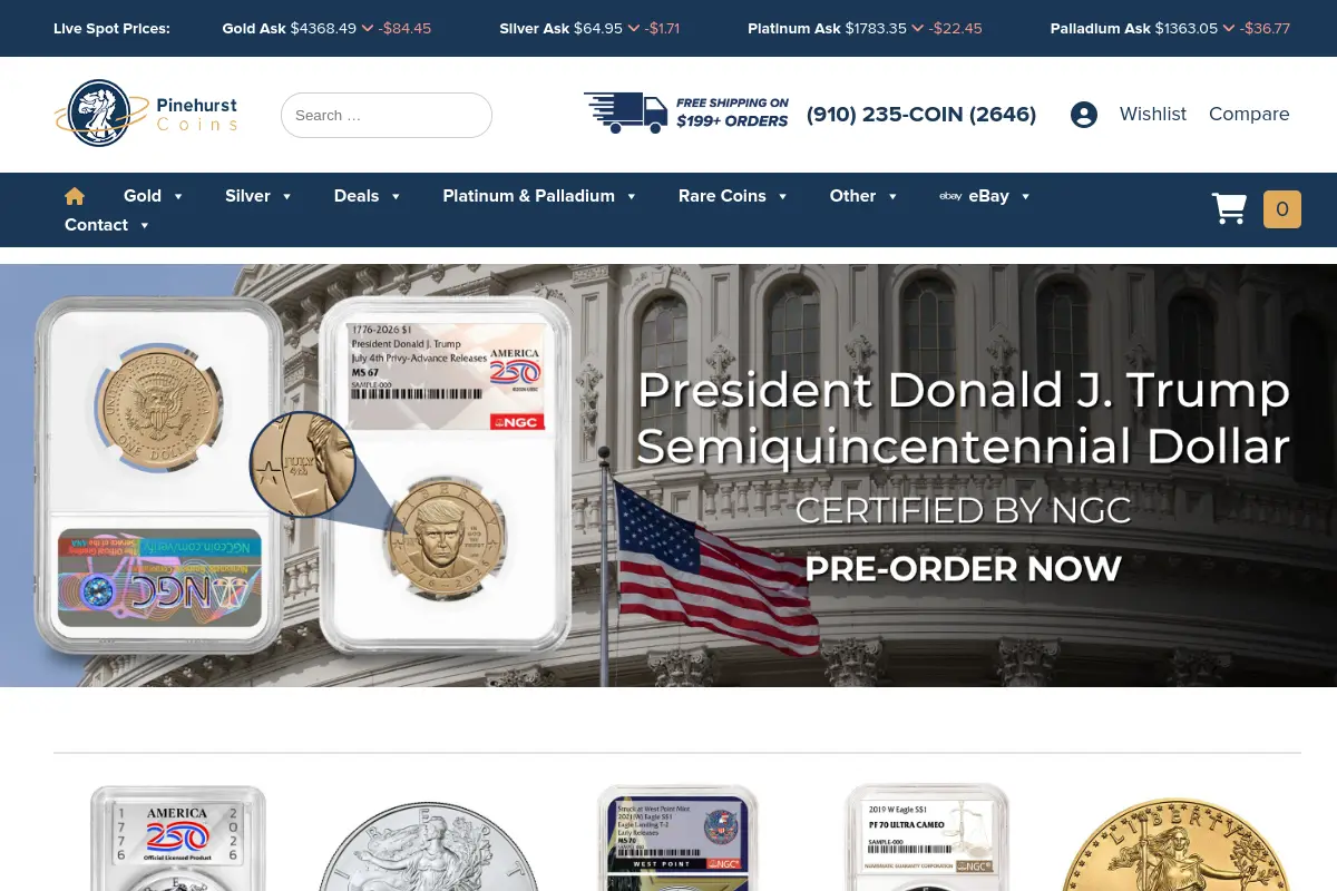 Pinehurst Coins website