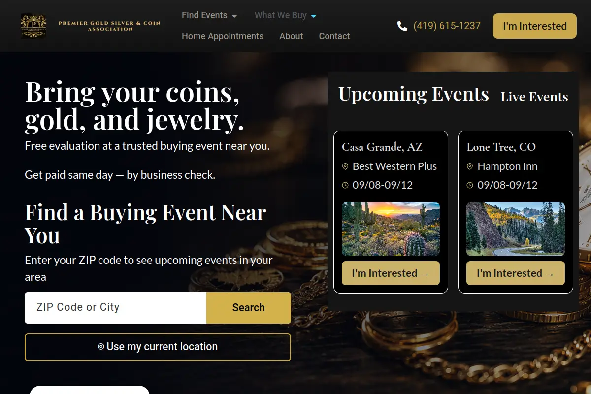 Premier Gold, Silver, & Coin website