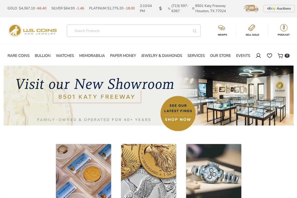 U.S. Coins and Jewelry website